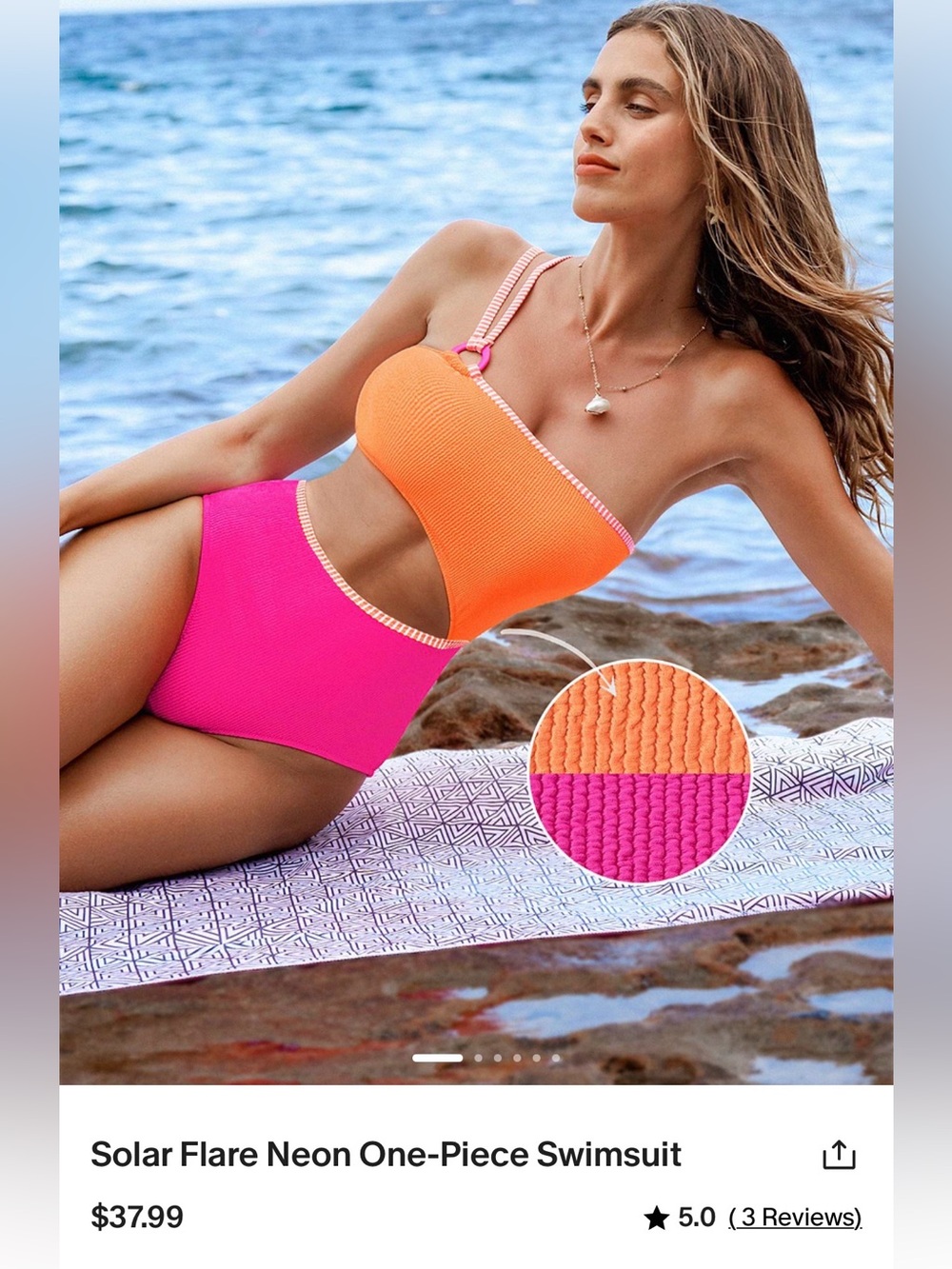 Cupshe Neon Orange and Pink One-Piece Swimsuit